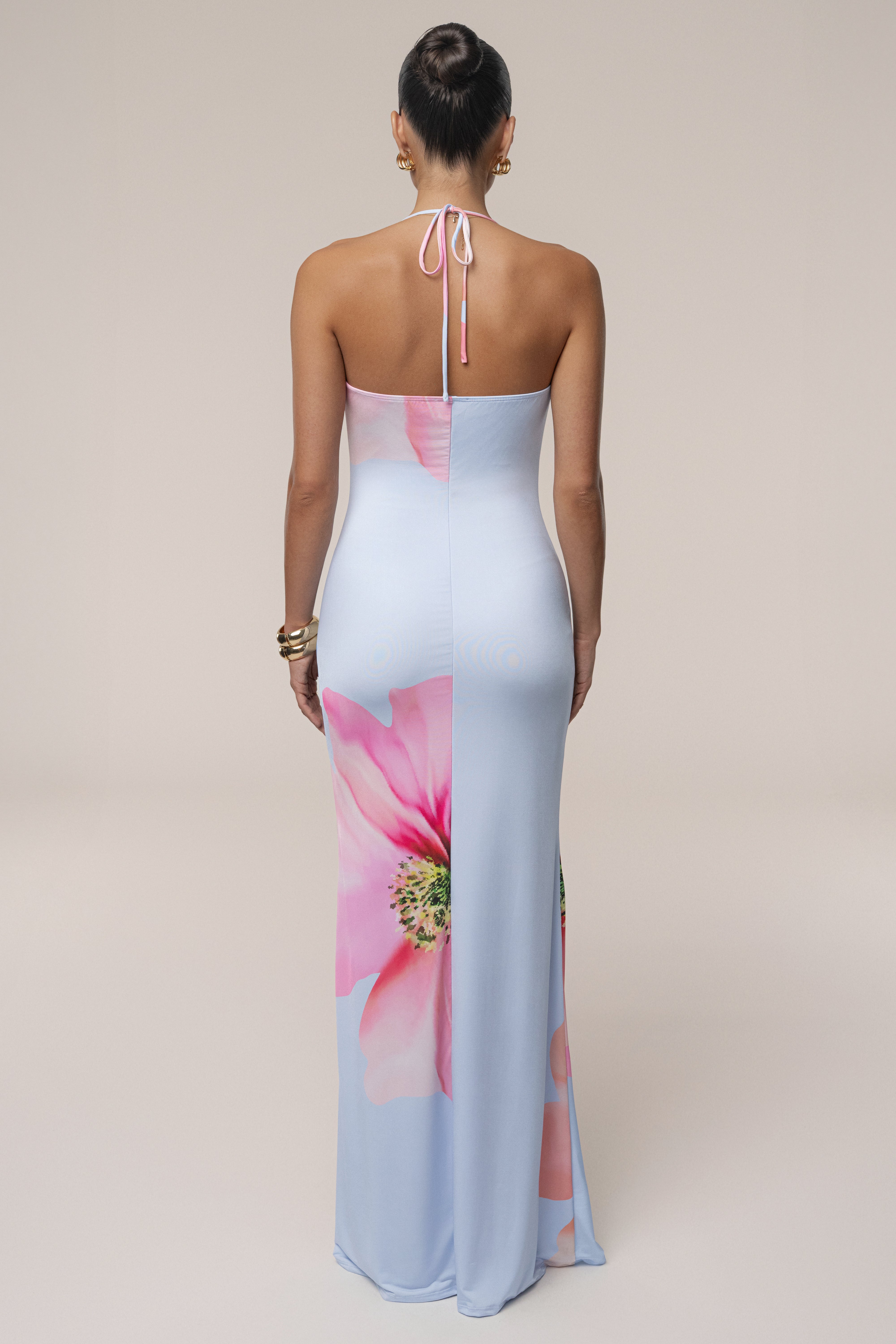 Blue Midsummer Cowl Neck Dress - JLUXLABEL